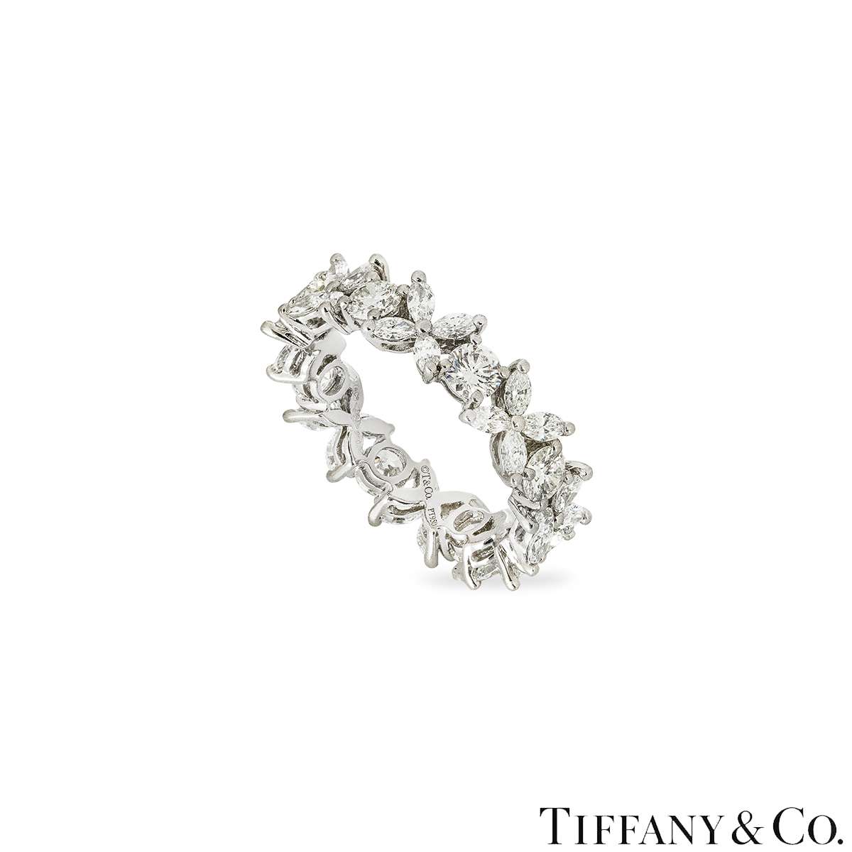 Tiffany & Co. Platinum Diamond Victoria Alternating Ring Size 52 1.93ct 25537483